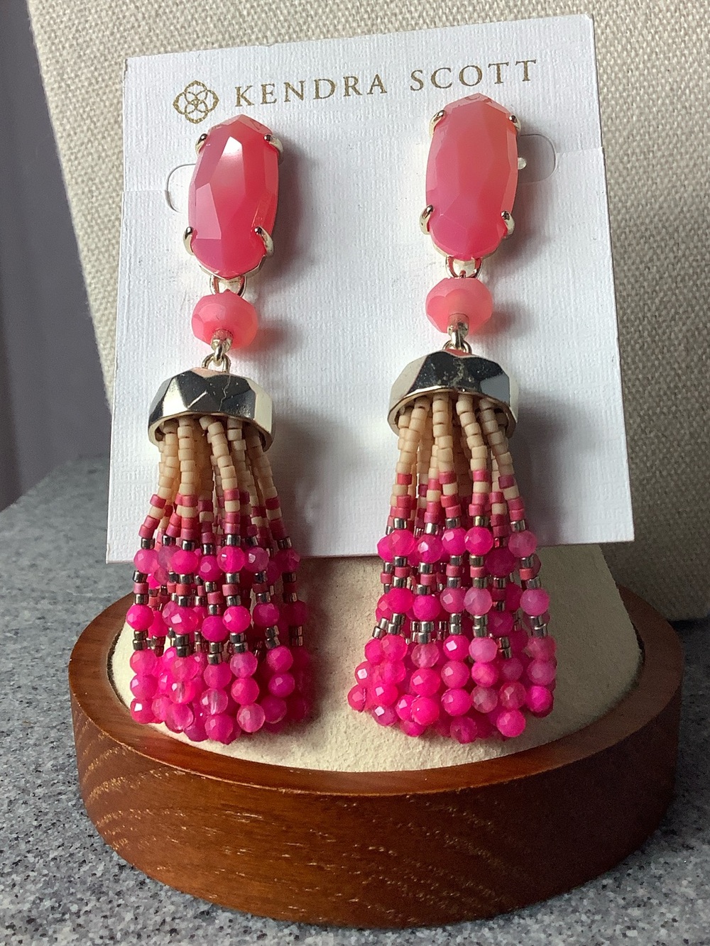 Kendra Scott Hot Pink Beaded Tassel Drop Earrings